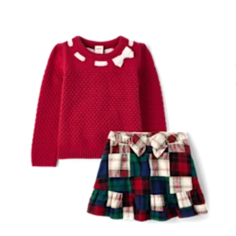 Gymboree Girls Plaid 2 Piece Holiday Outfit set